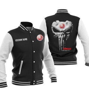Custom Name Punisher Skull Yamaha Varsity Jacket, Baseball Jacket, Warm Jacket, Winter Outer Wear