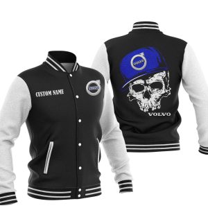 Custom Name Skull Design AB Volvo Varsity Jacket, Baseball Jacket, Warm Jacket, Winter Outer Wear