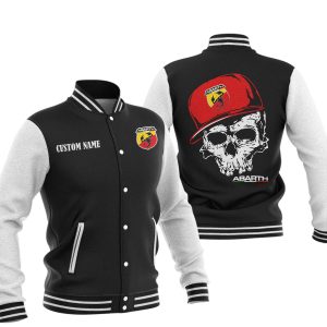 Custom Name Skull Design Abarth Varsity Jacket, Baseball Jacket, Warm Jacket, Winter Outer Wear
