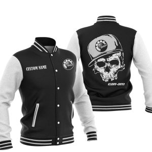 Custom Name Skull Design Can Am motorcycles Varsity Jacket, Baseball Jacket, Warm Jacket, Winter Outer Wear