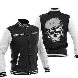 Custom Name Skull Design Chrysler Varsity Jacket, Baseball Jacket, Warm Jacket, Winter Outer Wear