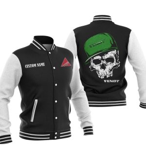 Custom Name Skull Design Fendt Varsity Jacket, Baseball Jacket, Warm Jacket, Winter Outer Wear