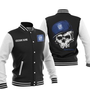 Custom Name Skull Design General Motors Varsity Jacket, Baseball Jacket, Warm Jacket, Winter Outer Wear