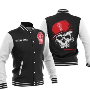 Custom Name Skull Design Kenworth Varsity Jacket, Baseball Jacket, Warm Jacket, Winter Outer Wear