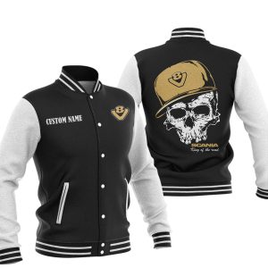 Custom Name Skull Design Scania V8 Varsity Jacket, Baseball Jacket, Warm Jacket, Winter Outer Wear