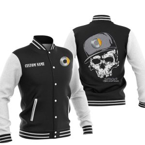 Custom Name Skull Design Smart Varsity Jacket, Baseball Jacket, Warm Jacket, Winter Outer Wear