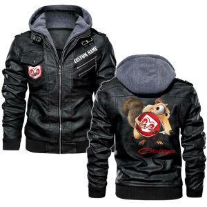 Scrat  Squirrel In Ice Age Dodge Challenger Leather Jacket, Warm Jacket, Winter Outer Wear