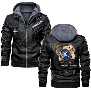 Scrat  Squirrel In Ice Age Ford Mustang Leather Jacket, Warm Jacket, Winter Outer Wear