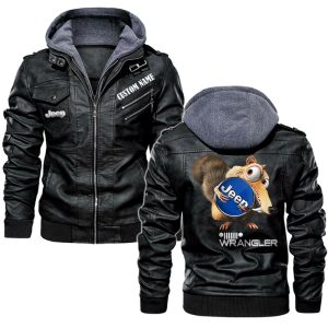 Scrat  Squirrel In Ice Age Jeep wrangler Leather Jacket, Warm Jacket, Winter Outer Wear