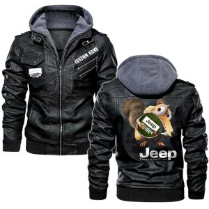 Scrat  Squirrel In Ice Age Jeep Leather Jacket, Warm Jacket, Winter Outer Wear