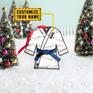 Jiu Jitsu Custom Name Jiu Jitsu Uniform Belt BJJ Christmas Personalized Plastic Ornament