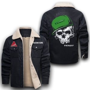 Custom Name Skull Design Fendt Leather Jacket With Velvet Inside, Winter Outer Wear For Men And Women
