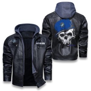 Custom Name Skull Design MV Agusta Removable Hood Leather Jacket, Winter Outer Wear For Men And Women