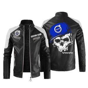 Custom Name Skull Design AB Volvo Leather Jacket, Warm Jacket, Winter Outer Wear