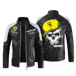 Custom Name Skull Design Ferrari Leather Jacket, Warm Jacket, Winter Outer Wear