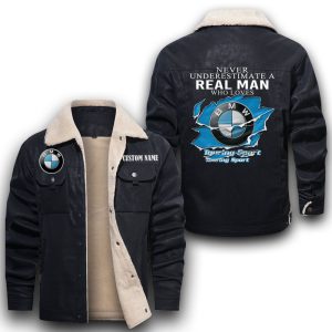 Never Underestimate A Real Man Who Loves BMW Leather Jacket With Velvet Inside, Winter Outer Wear For Men And Women