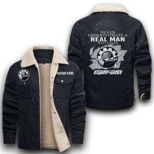 Never Underestimate A Real Man Who Loves Can Am motorcycles Leather Jacket With Velvet Inside, Winter Outer Wear For Men And Women