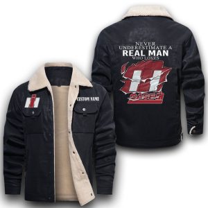 Never Underestimate A Real Man Who Loves Case IH Leather Jacket With Velvet Inside, Winter Outer Wear For Men And Women