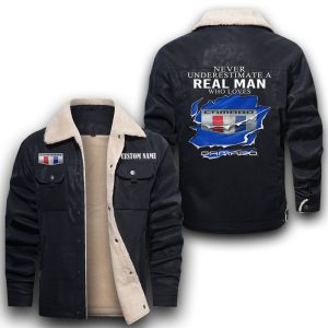 Never Underestimate A Real Man Who Loves Chevrolet Camaro Leather Jacket With Velvet Inside, Winter Outer Wear For Men And Women