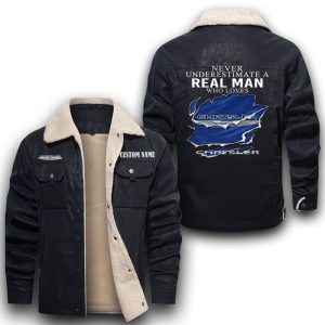 Never Underestimate A Real Man Who Loves Chrysler Leather Jacket With Velvet Inside, Winter Outer Wear For Men And Women