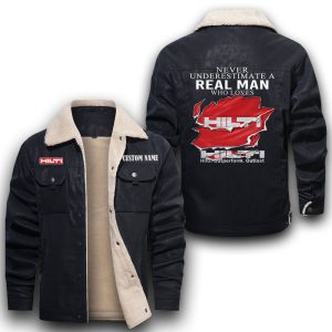 Never Underestimate A Real Man Who Loves Hilti Leather Jacket With Velvet Inside, Winter Outer Wear For Men And Women