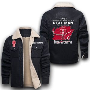 Never Underestimate A Real Man Who Loves Kenworth Leather Jacket With Velvet Inside, Winter Outer Wear For Men And Women