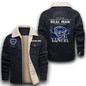 Never Underestimate A Real Man Who Loves Lancia Leather Jacket With Velvet Inside, Winter Outer Wear For Men And Women