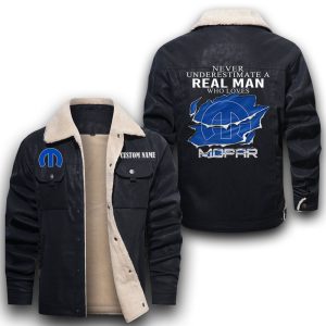 Never Underestimate A Real Man Who Loves Mopar Leather Jacket With Velvet Inside, Winter Outer Wear For Men And Women