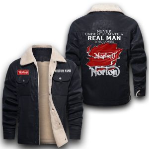 Never Underestimate A Real Man Who Loves Norton Motorcycle Company Leather Jacket With Velvet Inside, Winter Outer Wear For Men And Women