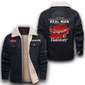 Never Underestimate A Real Man Who Loves Peterbilt Leather Jacket With Velvet Inside, Winter Outer Wear For Men And Women
