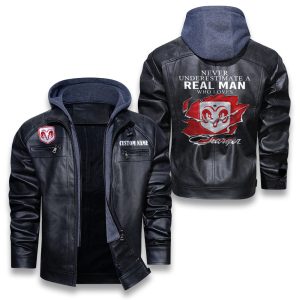 Never Underestimate A Real Man Who Loves Dodge Charger Removable Hood Leather Jacket, Winter Outer Wear For Men And Women