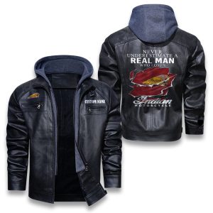 Never Underestimate A Real Man Who Loves Indian Removable Hood Leather Jacket, Winter Outer Wear For Men And Women