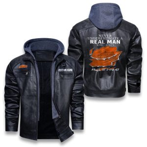 Never Underestimate A Real Man Who Loves KTM Removable Hood Leather Jacket, Winter Outer Wear For Men And Women