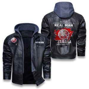 Never Underestimate A Real Man Who Loves Yamaha Removable Hood Leather Jacket, Winter Outer Wear For Men And Women
