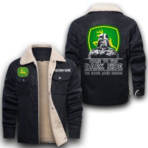 Come To The Dark Side Star War John Deere Leather Jacket With Velvet Inside, Winter Outer Wear For Men And Women