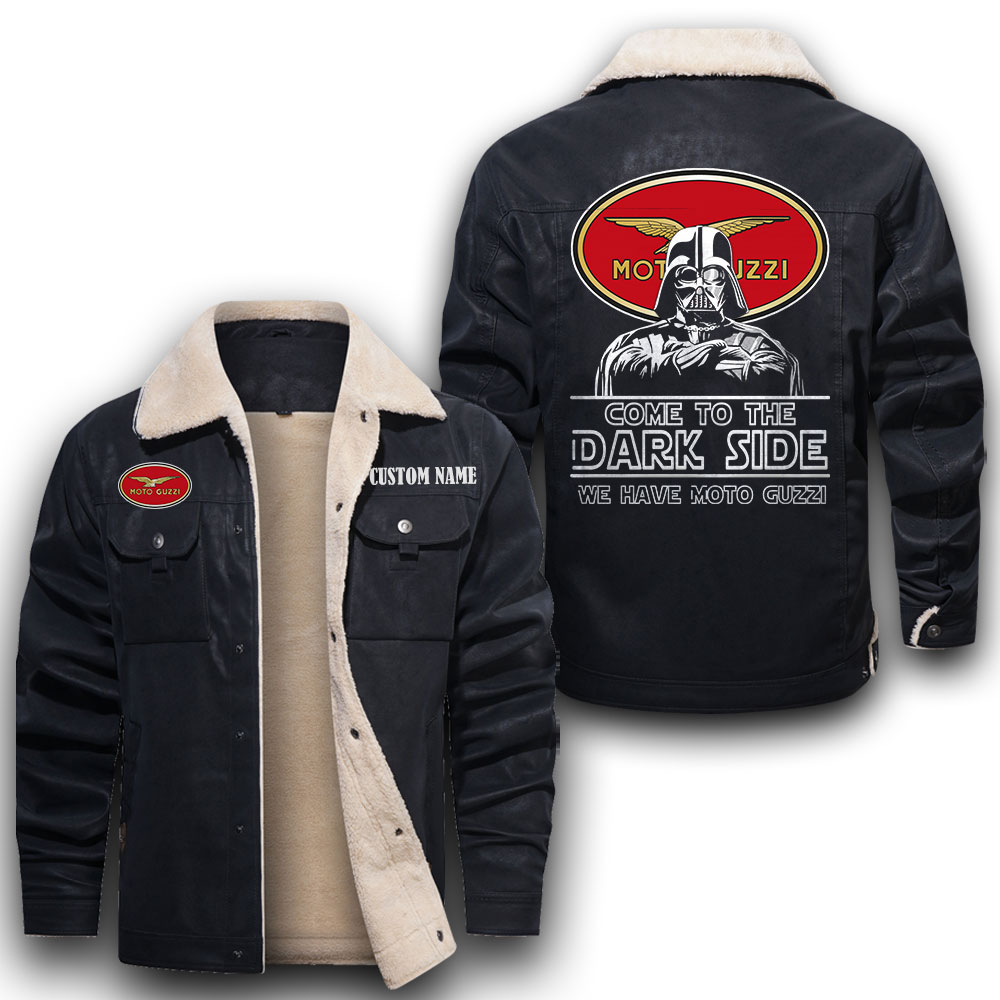 Come To The Dark Side Star War Moto Guzzi Leather Jacket With Velvet ...