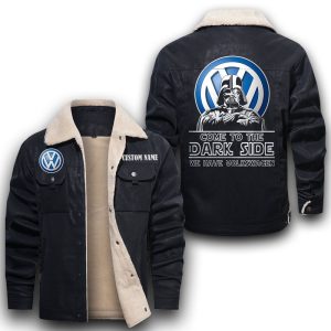 Come To The Dark Side Star War Volkswagen Group Leather Jacket With Velvet Inside, Winter Outer Wear For Men And Women