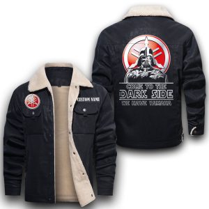 Come To The Dark Side Star War Yamaha Leather Jacket With Velvet Inside, Winter Outer Wear For Men And Women
