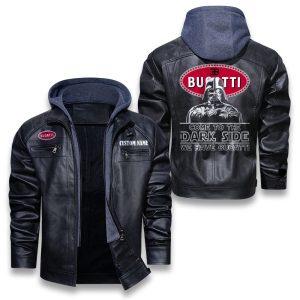 Come To The Dark Side Star War Bugatti Removable Hood Leather Jacket, Winter Outer Wear For Men And Women