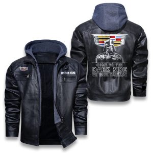 Come To The Dark Side Star War Cadillac Removable Hood Leather Jacket, Winter Outer Wear For Men And Women