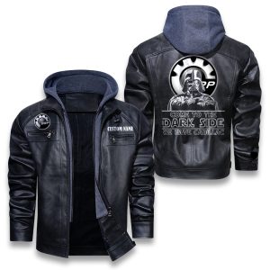 Come To The Dark Side Star War Can Am motorcycles Removable Hood Leather Jacket, Winter Outer Wear For Men And Women