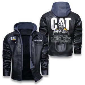 Come To The Dark Side Star War Caterpillar Inc Removable Hood Leather Jacket, Winter Outer Wear For Men And Women
