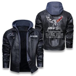 Come To The Dark Side Star War Chevrolet Corvette Removable Hood Leather Jacket, Winter Outer Wear For Men And Women