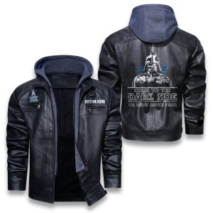 Come To The Dark Side Star War Deutz Fahr Removable Hood Leather Jacket, Winter Outer Wear For Men And Women