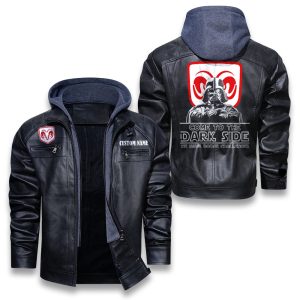Come To The Dark Side Star War Dodge Challenger Removable Hood Leather Jacket, Winter Outer Wear For Men And Women