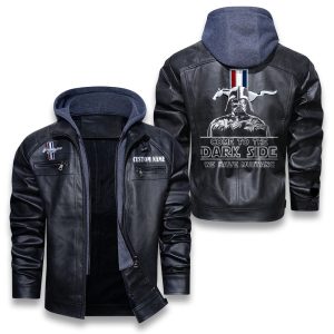 Come To The Dark Side Star War Ford Mustang Removable Hood Leather Jacket, Winter Outer Wear For Men And Women