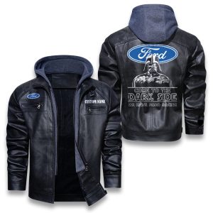 Come To The Dark Side Star War Ford Racing Removable Hood Leather Jacket, Winter Outer Wear For Men And Women