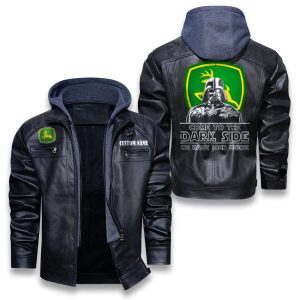 Come To The Dark Side Star War John Deere Removable Hood Leather Jacket, Winter Outer Wear For Men And Women