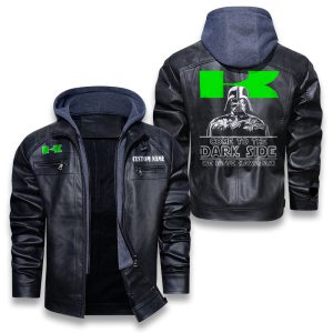 Come To The Dark Side Star War Kawasaki Removable Hood Leather Jacket, Winter Outer Wear For Men And Women