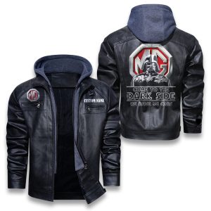 Come To The Dark Side Star War MG Cars Removable Hood Leather Jacket, Winter Outer Wear For Men And Women